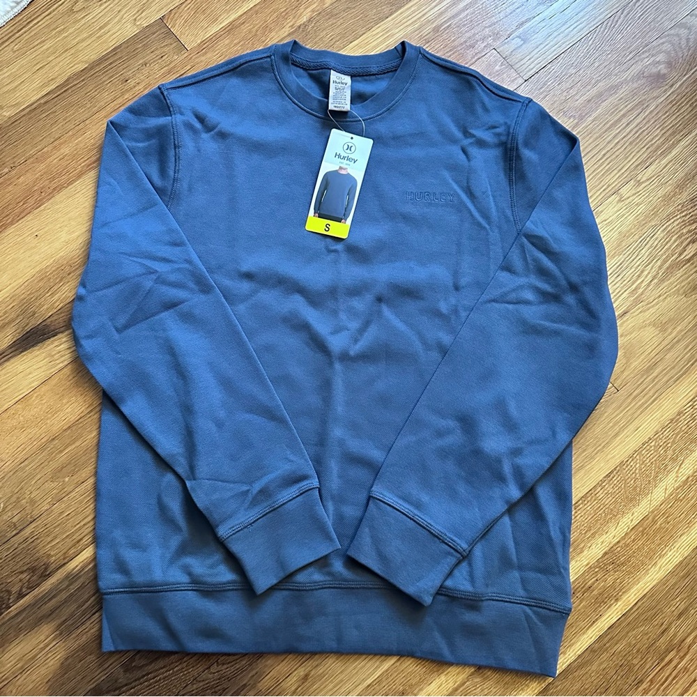 Hurley Men's Small Blue Textured Crewneck Sweatshirt Long Sleeve NWT
